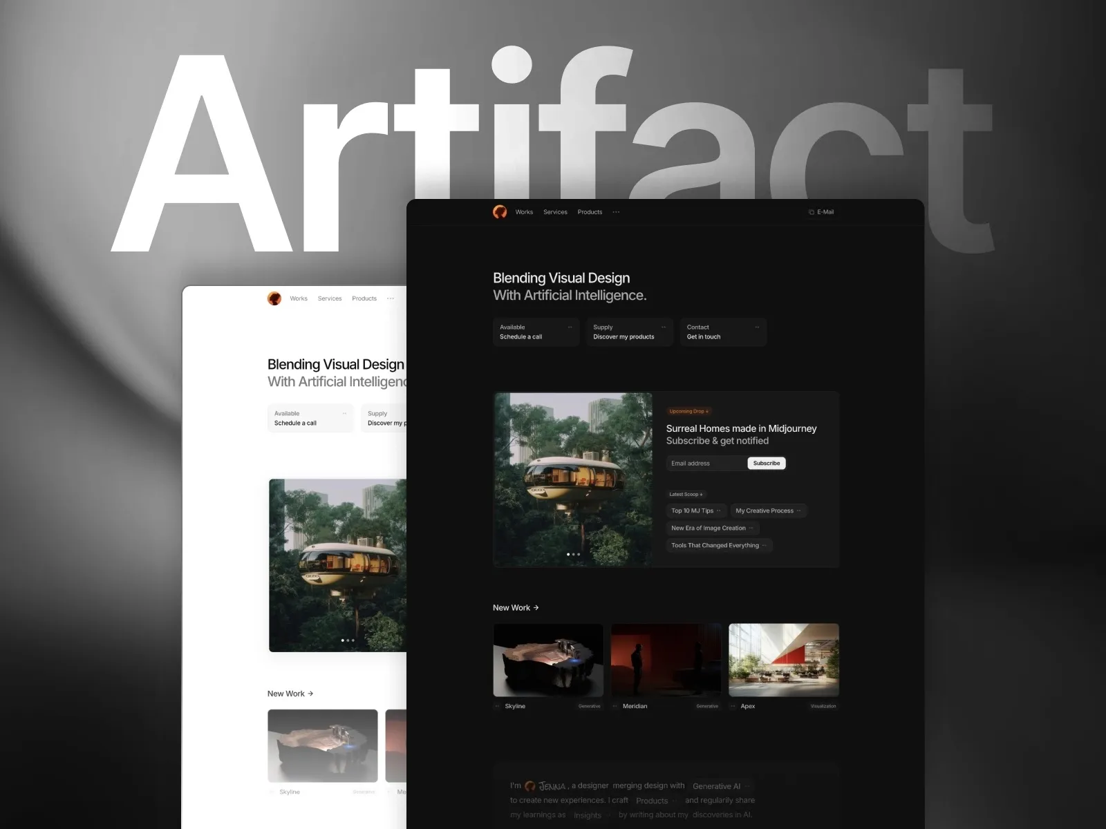 Artifact - a sleek, minimalist portfolio template.